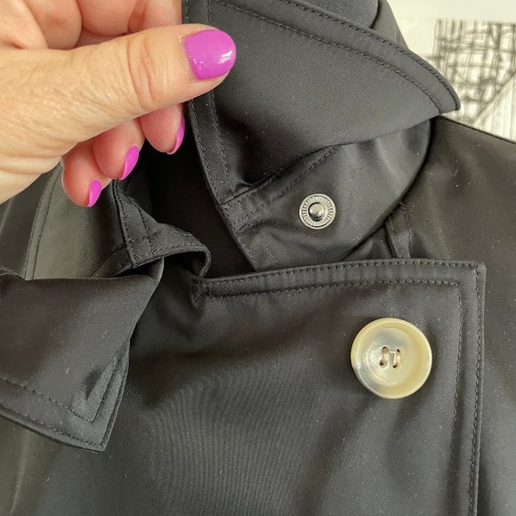 Dana Buchman trench coat  Size Medium Black Double Breasted - Picture 7 of 12